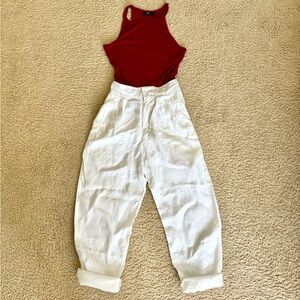 Women's Linen-Blend Cuffed Ankle Pants